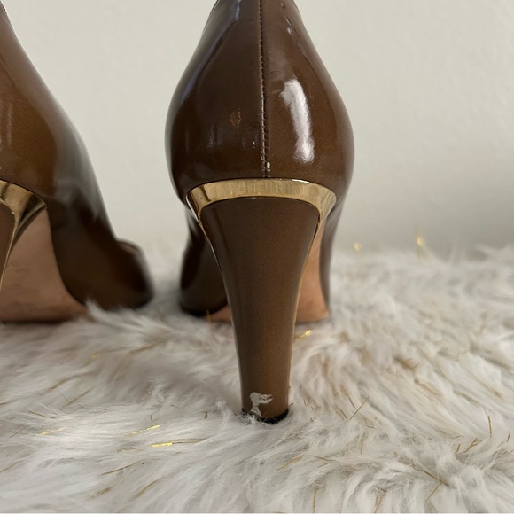 Jimmy Choo Evelyn Brown Peep Toe Heels - Picture 7 of 11